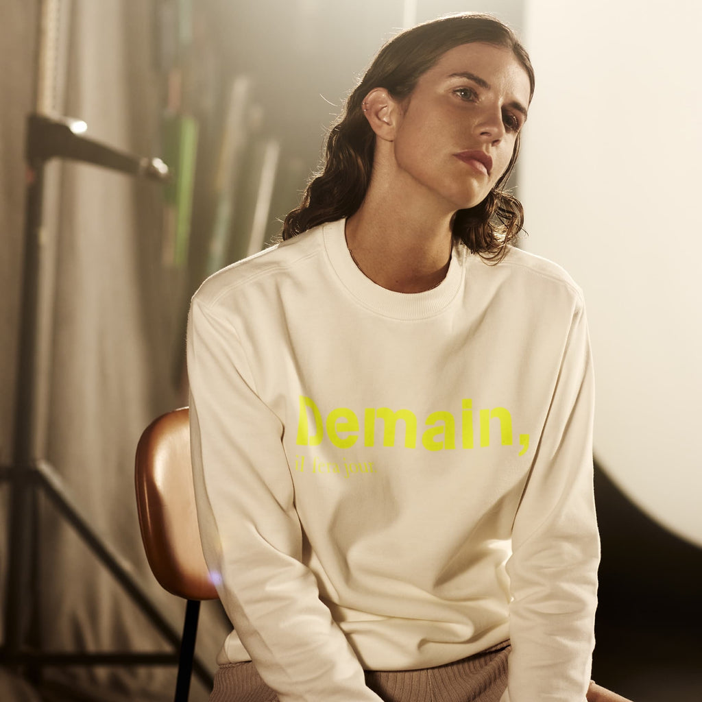 Demain, Il fera jour. - White and Fluo Sweatshirt 'The Original' for Her